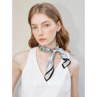 礼诚 高质感配搭100%桑蚕丝小方巾女经典百搭腰果花真丝丝巾领巾