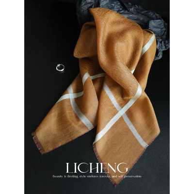 时髦优雅100%山羊绒薄方巾披肩