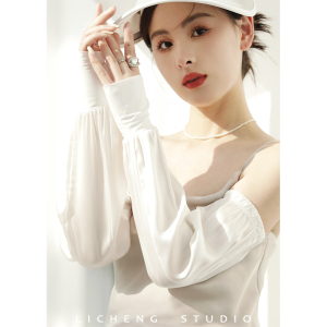 礼诚 100%桑蚕丝防晒袖套纯色冰袖女夏防紫外线开车骑行真丝手袖