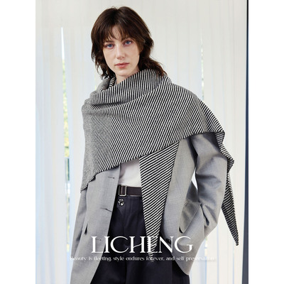 礼诚100%纯羊毛针织三角巾女