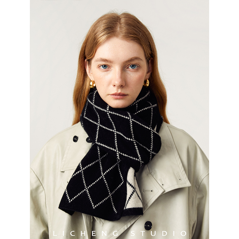 冬季情侣送礼双面100%羊毛围巾