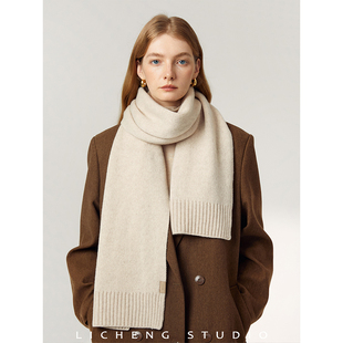 礼诚 高阶版~100％绵羊毛围巾女冬季情侣款针织围脖保暖披肩送礼