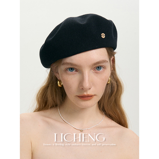 礼诚 时髦法式贝雷帽春夏薄款透气棉质纯色百搭大头围画家帽子女