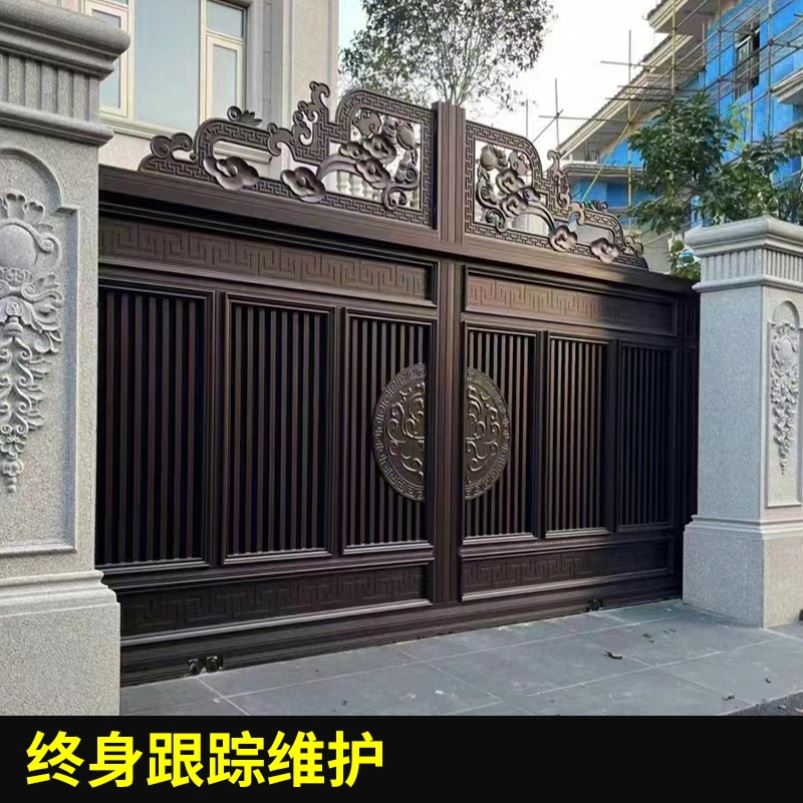 农村入户门庭院别墅大门双开门乡村自建房进户门电动铝艺门双开门