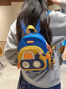 _supported_幼儿园卡通挖掘机书包双肩包宝宝新款可爱