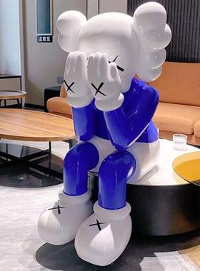 网红kaws大摆件克莱因蓝落地芝麻街公仔玻璃钢客厅潮玩雕塑装饰