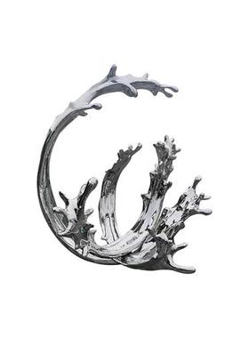 创意装置玄关艺术不锈钢水浪雕塑抽象飘带浪花大型摆件定制