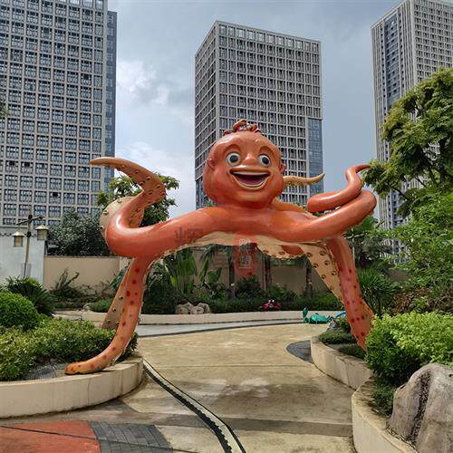玻璃钢八爪鱼雕塑玻璃钢章鱼户外海洋生物卡通雕塑树脂工艺品摆件