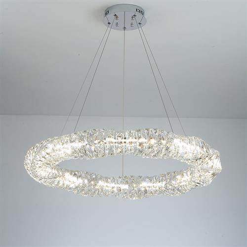 现代简约LED吊灯圆形蜡烛客厅水晶灯轻奢长款餐厅厂家