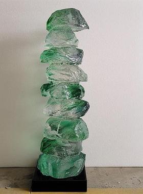 新中式创意叠层太湖石树脂摆件客厅书房透明树脂艺术雕塑摆件