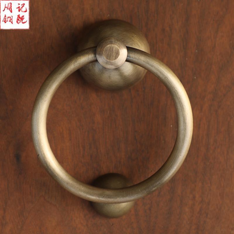 中式仿古大门纯铜圆环拉手老式门环复古实木门钹铜圆环兽头大把手