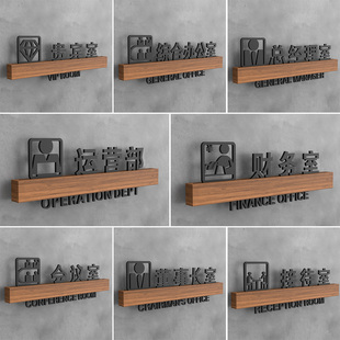 高档不锈钢办公室门牌定制可更换科室牌胡桃木总经理公司部门标识牌实木标志牌会议室财务室运营部提示牌订制