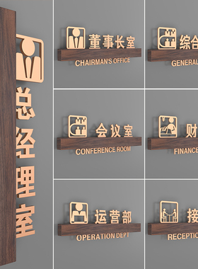 高档金属铝胡桃木办公室门牌定制公司企业总经理会议室标识牌单位科室牌工作室铭牌挂牌创意公司门牌标牌订制