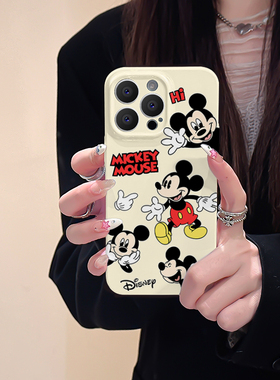 简约高级感米奇老鼠适用iphone15promax苹果14可爱趣味小众新款13全包mini防摔xr卡通12菲林8plus11手机壳女
