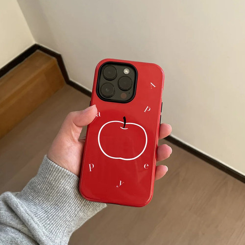 红色大苹果手机壳韩系ins小众
