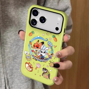 疯狂动物城狐尼克朱迪适用苹果17promax新款 15二合一菲林保护套plus iPhone16手机壳女生1314高级感小众不撞款