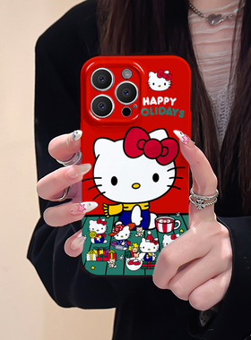 圣诞hellokitty适用iphone15promax苹果14新款13全包mini防摔xr凯蒂猫趣味小众高级感12菲林8plus11手机壳女