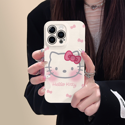 hellokitty蝴蝶结适用iphone15promax苹果16可爱凯蒂猫卡通新款12全包mini粉色xr高级感13菲林14plus手机壳女