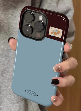 英文蝴蝶结牛角包 适用苹果16promax新款iPhone15手机壳女生1314高级感小众不撞款12二合一菲林11保护套plus