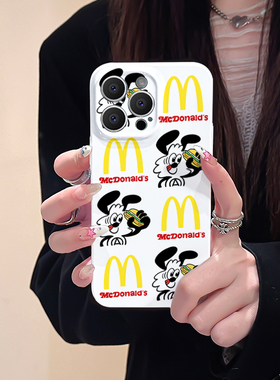 M记麦门新款适用华为mate60pro小米13一加vivo荣耀90nova红米oppo白色简约汉堡趣味小众高级感全包菲林手机壳