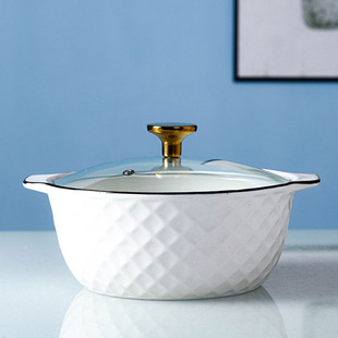 新款10英寸带盖汤碗大号家用陶瓷简约创意带盖汤盆单个餐具组合