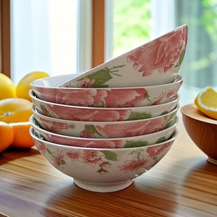 釉下彩高温客家窑老式6英寸碗面碗饭碗汤碗景德陶瓷中式菜碗家用