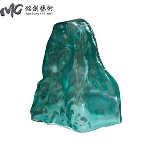 现代创意透明树脂假山雕塑摆件酒店售楼处样板间别墅软装 饰工艺品