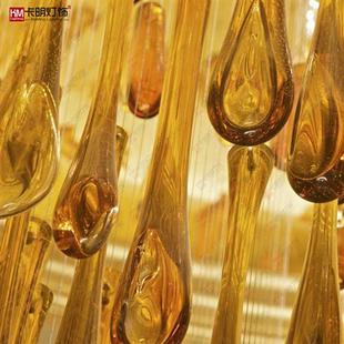 手工琉璃吊灯酒店宾馆会所大堂玻璃别墅酒店楼梯间高档装 饰灯厂家