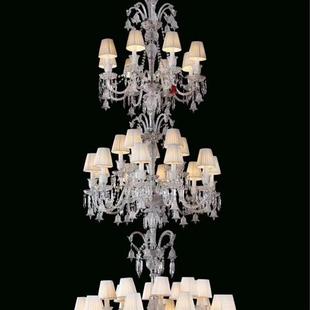 楼梯长吊灯轻奢酒店灯具 别墅复式 欧式 水晶灯大气客厅吊灯美式