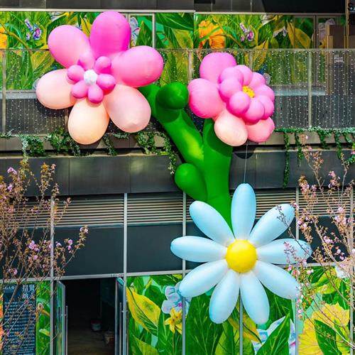定制发光户外充气植物花朵气模定做大型商场美陈仿真向日葵感应花