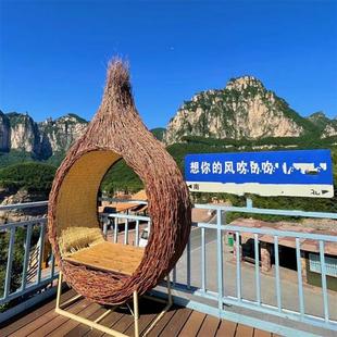 巴厘岛鸟巢秋千户外灯光款 网红民宿温泉酒店景区打卡拍摄道具吊椅