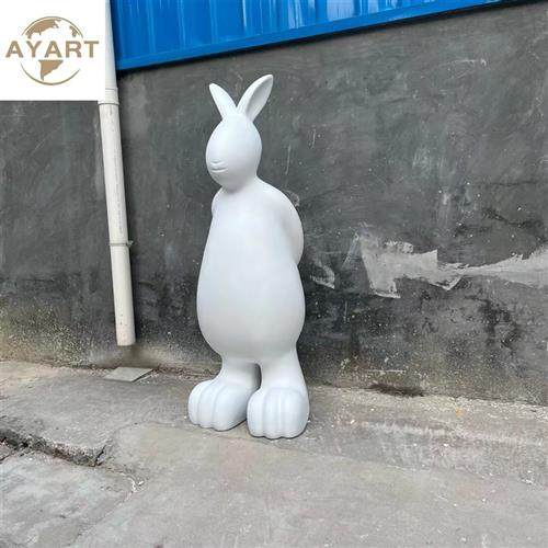 园林景观小品玻璃钢抽象白色兔子雕塑装饰品户外花园庭院草坪摆件
