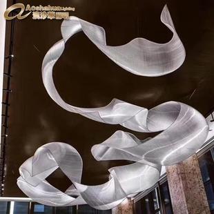 酒店异形飘带水晶灯餐厅售楼部别墅会所大厅吊灯非标工程灯具