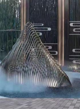 不锈钢镂空假山雕塑户外铁艺切片金属管状山形售楼处水池景观小品