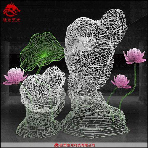 骆驼铁艺镂空雕塑动物造型不锈钢编织摆件定制艺术美陈装置定制