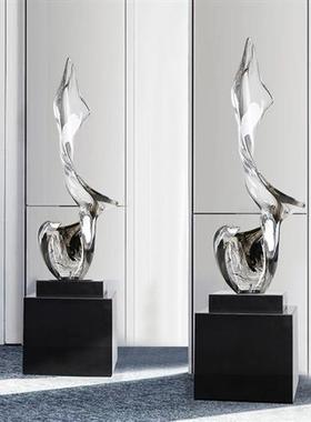 家居入户玄关摆件样板房桌面软装饰品客厅电视柜两侧透明树脂雕塑