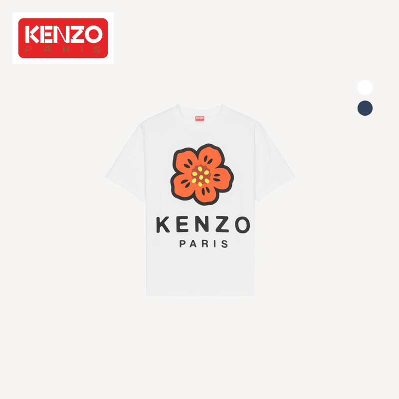 KENZO 男女同款BOKE花朵棉质纯色休闲印花T恤
