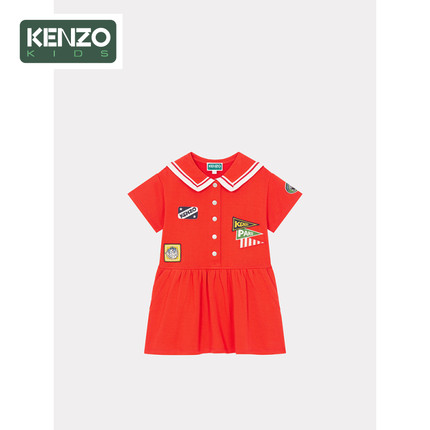 KENZO 24春夏新品童装字母标签LOGO休闲连衣裙