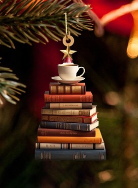 Christmas Tree Shaped Bookshelf Pendant Book Stacking Decora