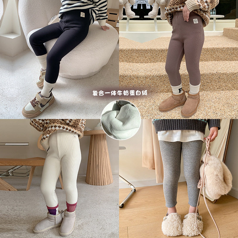 女童加绒加厚保暖修身高弹打底裤