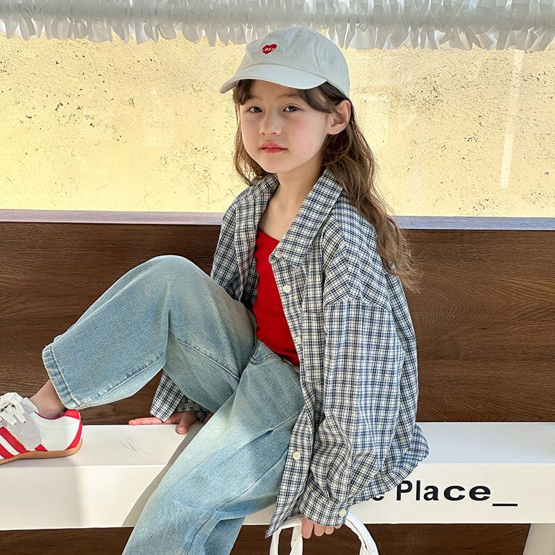 艾摩贝贝儿童春秋休闲格子衬衫