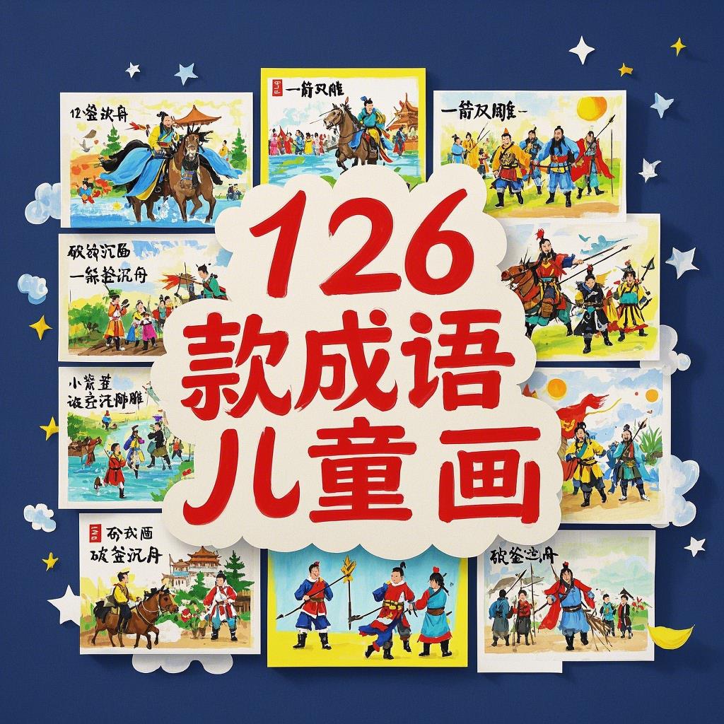 幼儿园小学生成语故事儿童画绘画模板黑白线稿手抄报A3A48K电子版