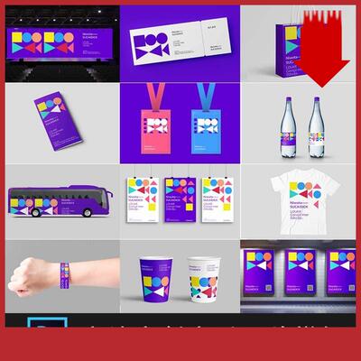 高端艺术节音乐节展览发布会品牌VI文创设计展示贴图样机PSD素材