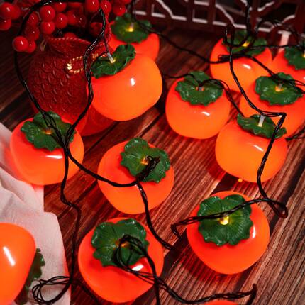 阳台氛围灯高级感过年led彩灯太阳能柿子灯串防水户外庭院装饰灯