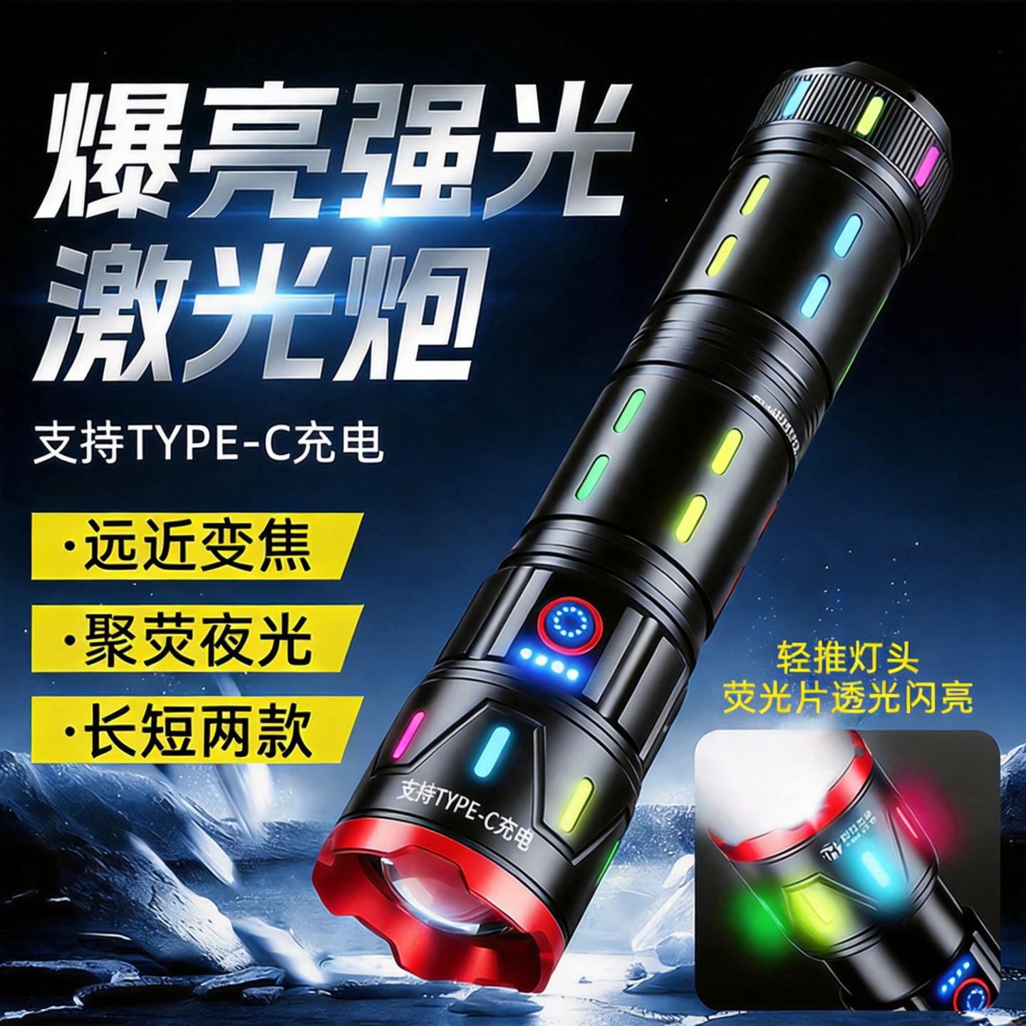 军规级手电筒强光户外照明充电