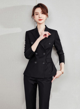 高级感西装套装女2025爆款时尚气质高档职业装工作服正装西服黑色