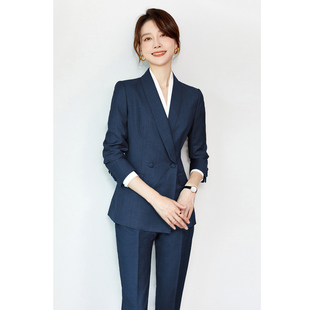 西装套装女2024早秋休闲主持人工作服职业气质女高级感售楼部短袖