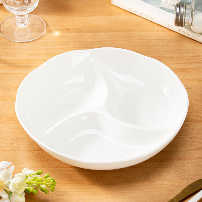 分格减脂餐盘家用儿童早餐餐具骨瓷减肥定量盘子三格盘211分餐盘