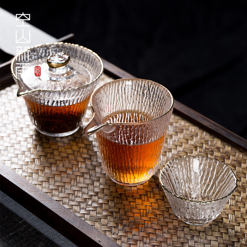 空山新雨盖碗功夫茶具套装玻璃透明三才泡茶茶杯公道杯加厚耐热,餐饮具,功夫茶具,淘宝优惠券,粉丝福利购,淘宝优惠卷