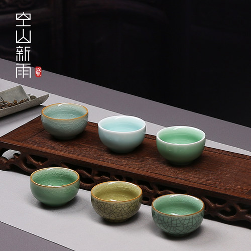 龙泉青瓷功夫茶杯茶具哥窑冰裂
